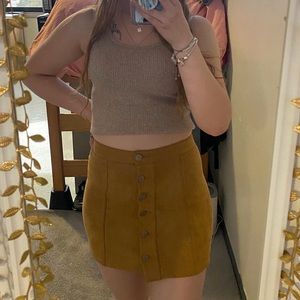 Orange suede forever 21 mini high rise skirt